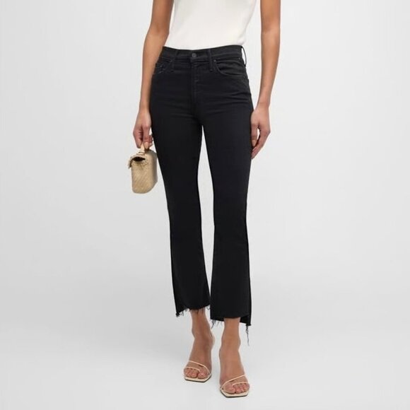 MOTHER Denim The Insider Crop Step Fray Jeans Black Not Guilty Size 28 NWT - Picture 3 of 9